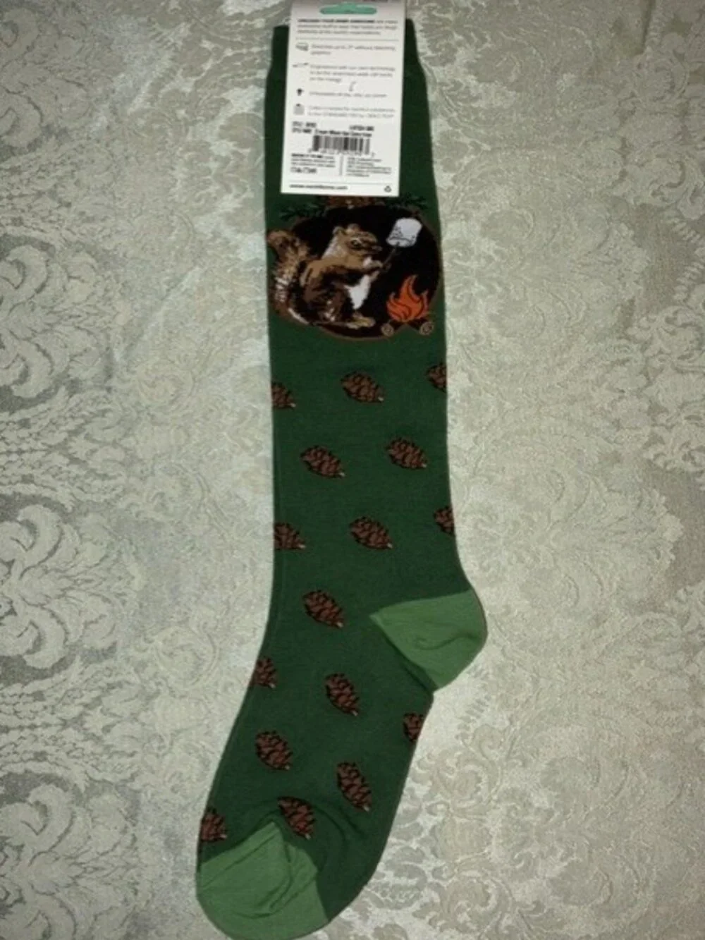 NWT Sock It To Me Stretch-It Knee High Socks S'more Squirrel Pine Cone Wide Calf